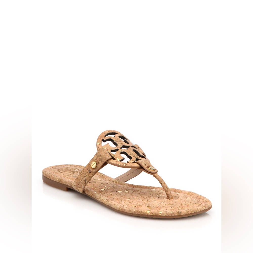 Tory Burch Miller Sandal in Cork and Gold